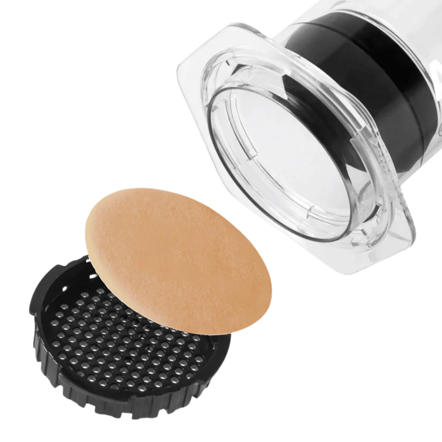 AeroPress XL micro filters unbleached being installed