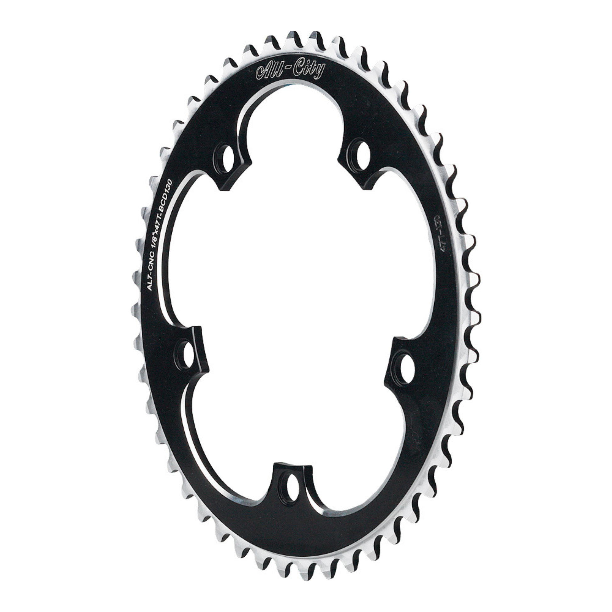 All-City messenger chainring 130 BCD black front view