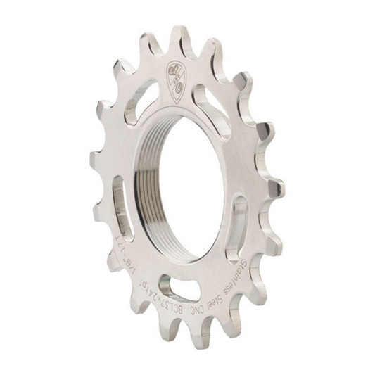 All-City stainless steel fixed-gear cog close-up