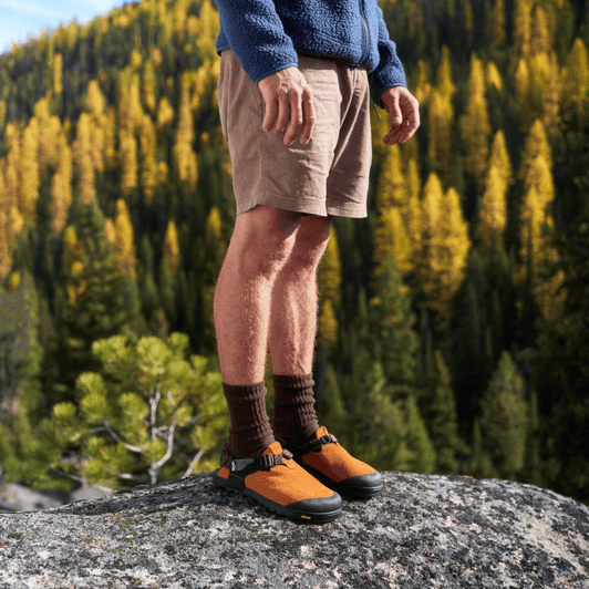 New Bedrock Footwear Mountain Clogs in Chanterelle for FW26 available in Leather Suede with Vibram sole