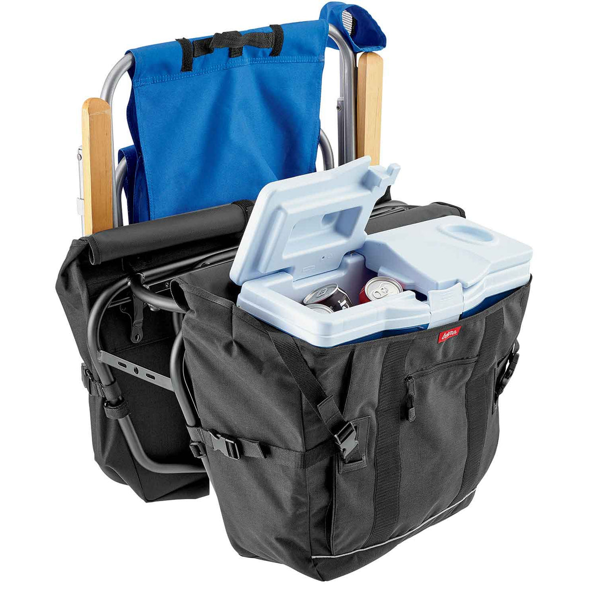 Benno Utility Pannier 30L cargo bag with adjustable straps for carrying boxes, oversized items and other loads on compatible Benno bikes.
