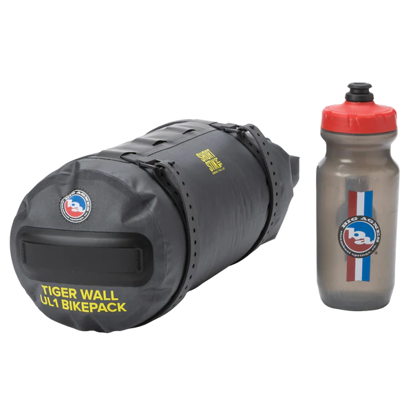Big Agnes Tiger Wall UL1 Bikepack ultralight one person tent next to a water bottle for sizing idea
