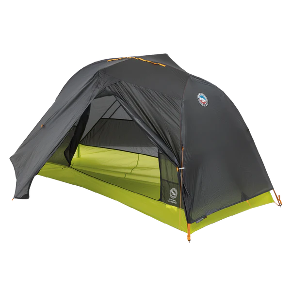Big Agnes Tiger Wall UL1 Bikepack ultralight one person tent assembled with one door opened 