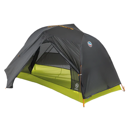Big Agnes Tiger Wall UL1 Bikepack ultralight one person tent assembled with one door opened 