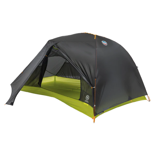 Big Agnes Tiger Wall UL2 Bikepack two person ultralight bikepacking tent assembled with the door opened