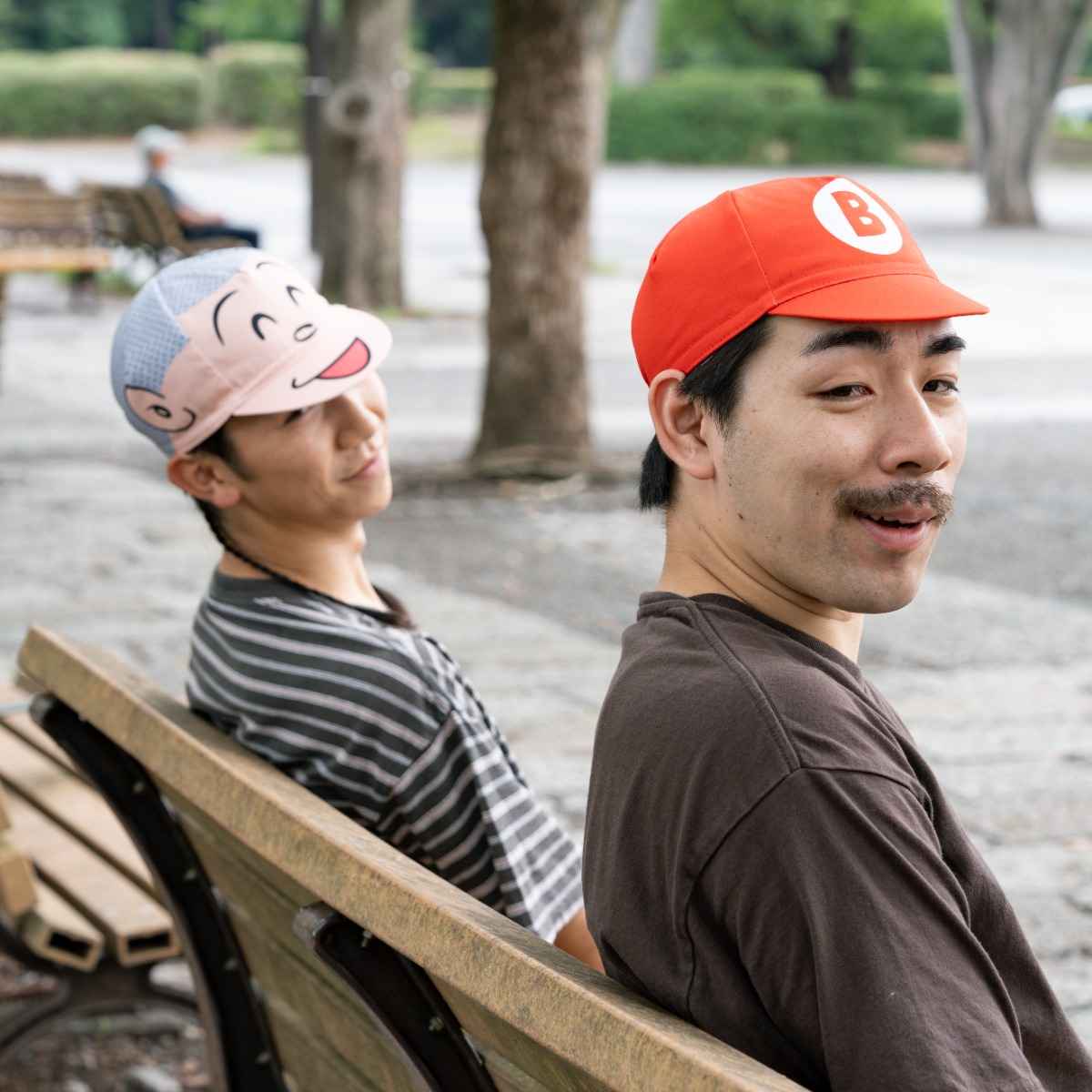 Blue Lug Jump and Dash cotton cycling cap featuring playful, video game-inspired artwork and classic cycling cap styling.