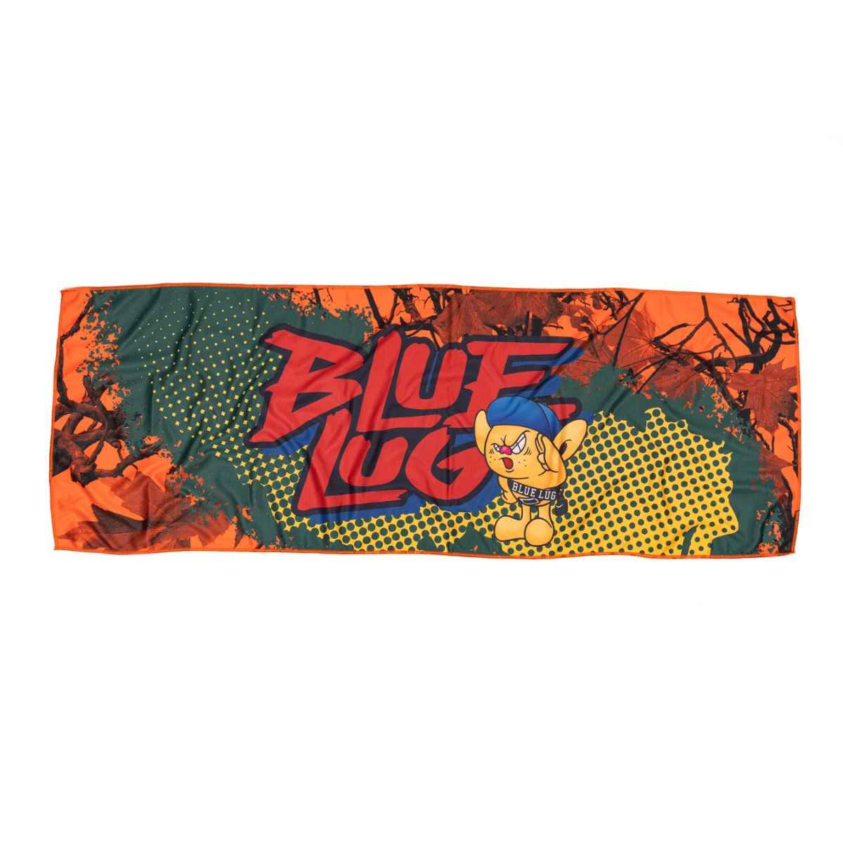 Blue Lug Dry Towel in Survival Orange featuring Blue Lug graphic.  Compact, packable, quick dry towel for camping, biking, swimming now available in Toronto, Canada.