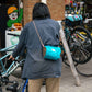 Blue Lug Handlebar Pouch featuring a compact, soft-sided nylon construction with removable straps for mounting to bicycle handlebars.