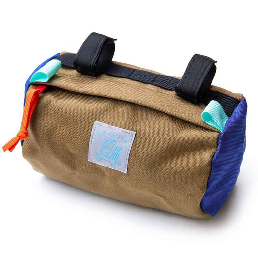 Blue Lug Handlebar Pouch featuring a compact, soft-sided nylon construction with removable straps for mounting to bicycle handlebars.