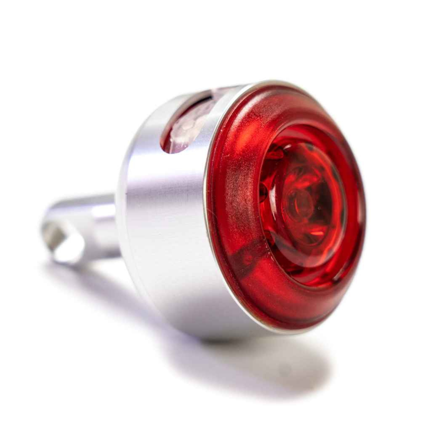 Blue Lug Koma Light Rear compact USB rechargeable bicycle taillight in silver on white background