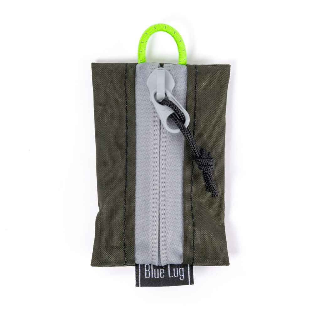 Blue Lug Kozeni Pouch, a compact Japanese-made coin and accessory pouch available in assorted technical fabrics and printed designs.