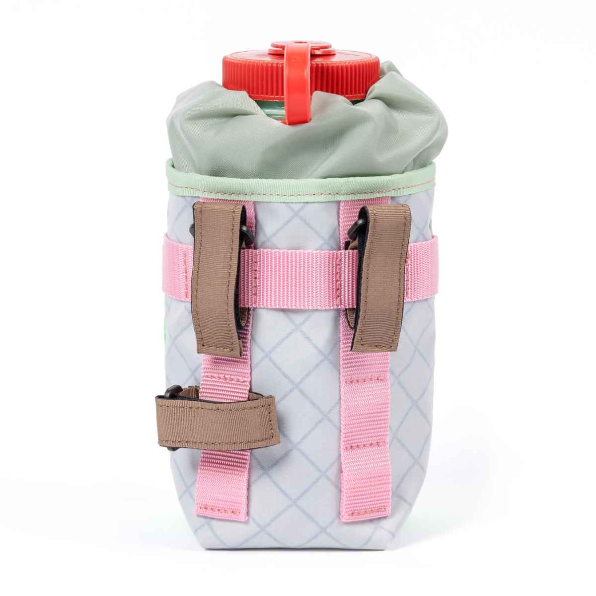 Blue Lug Stem Pouch in Light Grey and Mesh Green Ecopak fabric. Made in Japan bicycle feedbag, now available in Toronto, Canada. Designed for storing essentials on the bike.