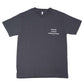 Front side of Blue Lug Tire Air T-Shirt in Charcoal with Know Your Pressure graphic text.  Available in Toronto, Canada.