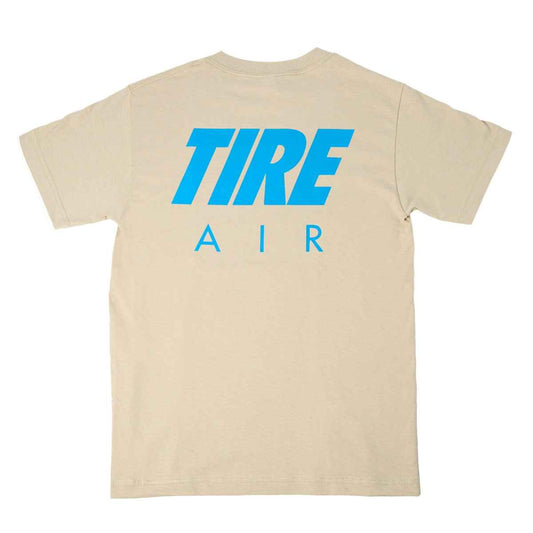 Back side of Blue Lug Tire Air T-Shirt with Tire Air graphic text.  Available in Toronto, Canada.