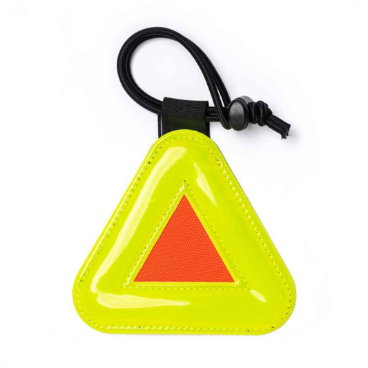 Blue Lug Triangle Reflector in Yellow on white bike ground