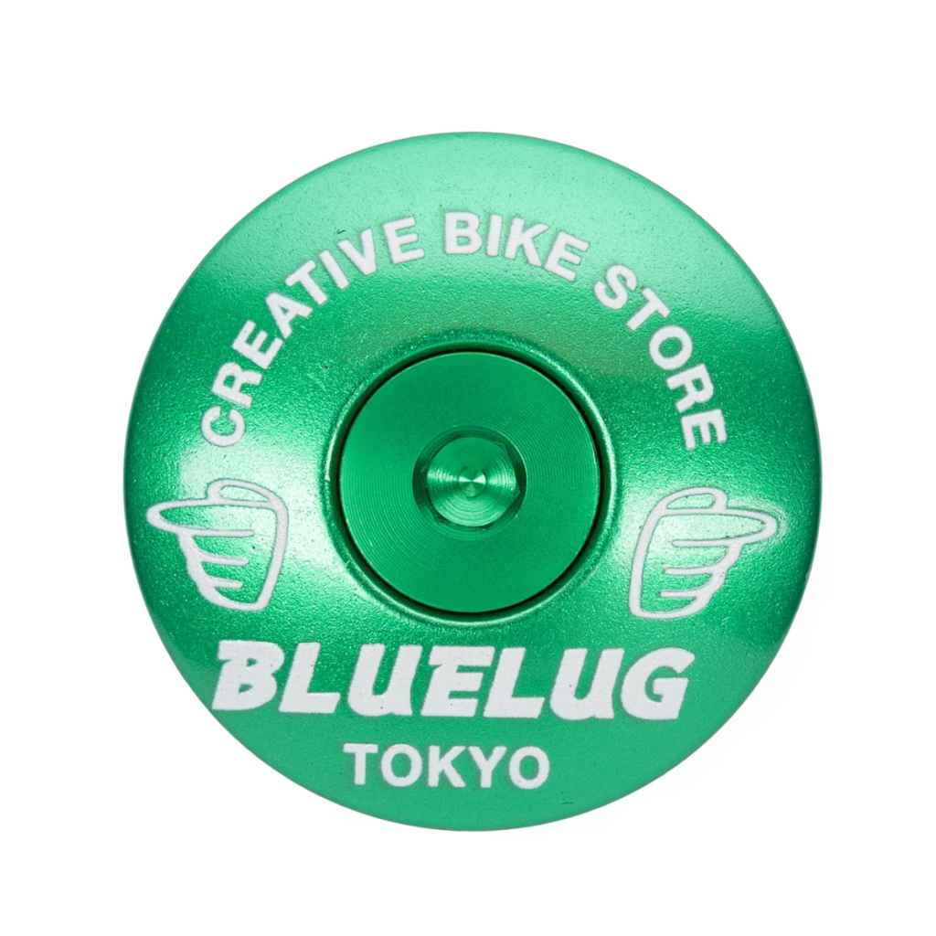 Blue Lug Billboard headset top cap for 1-1/8 inch steerer. Blue Lug graphic headset top cap with included bolt.