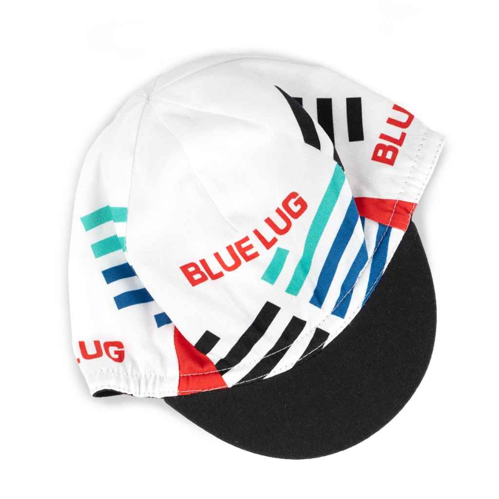 Blue Lug Original Cycle Cap in White team jersey design.