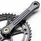 Blue Lug RMC Track Crank Set in all black with slim crank arms and hollow 46T chainring for single-speed track bikes.