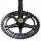 Blue Lug RMC Track Crank Set in all black with slim crank arms and hollow 46T chainring for single-speed track bikes.