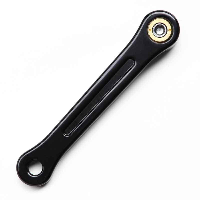 Blue Lug RMC Track Crank Set in all black with slim crank arms and hollow 46T chainring for single-speed track bikes.