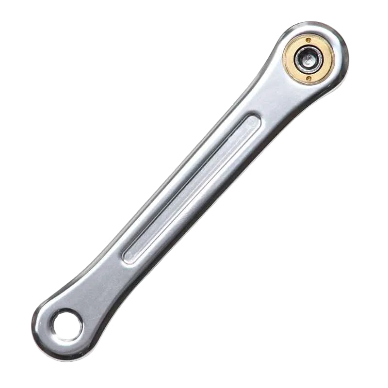 Blue Lug RMC Track Crank Set in all silver with slim crank arms and hollow 46T chainring for single-speed track bikes.