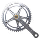 Blue Lug RMC Track Crank Set in all silver with slim crank arms and hollow 46T chainring for single-speed track bikes.