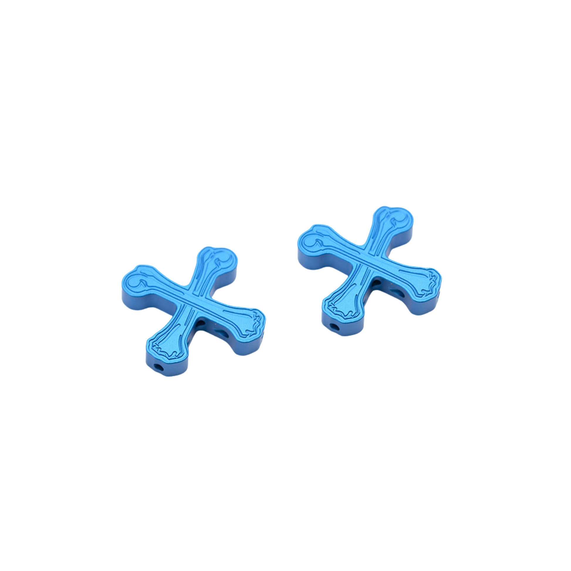 Boneshaker MTB “Crossbones” Cantilever Cable Hanger pair in anodized blue finish