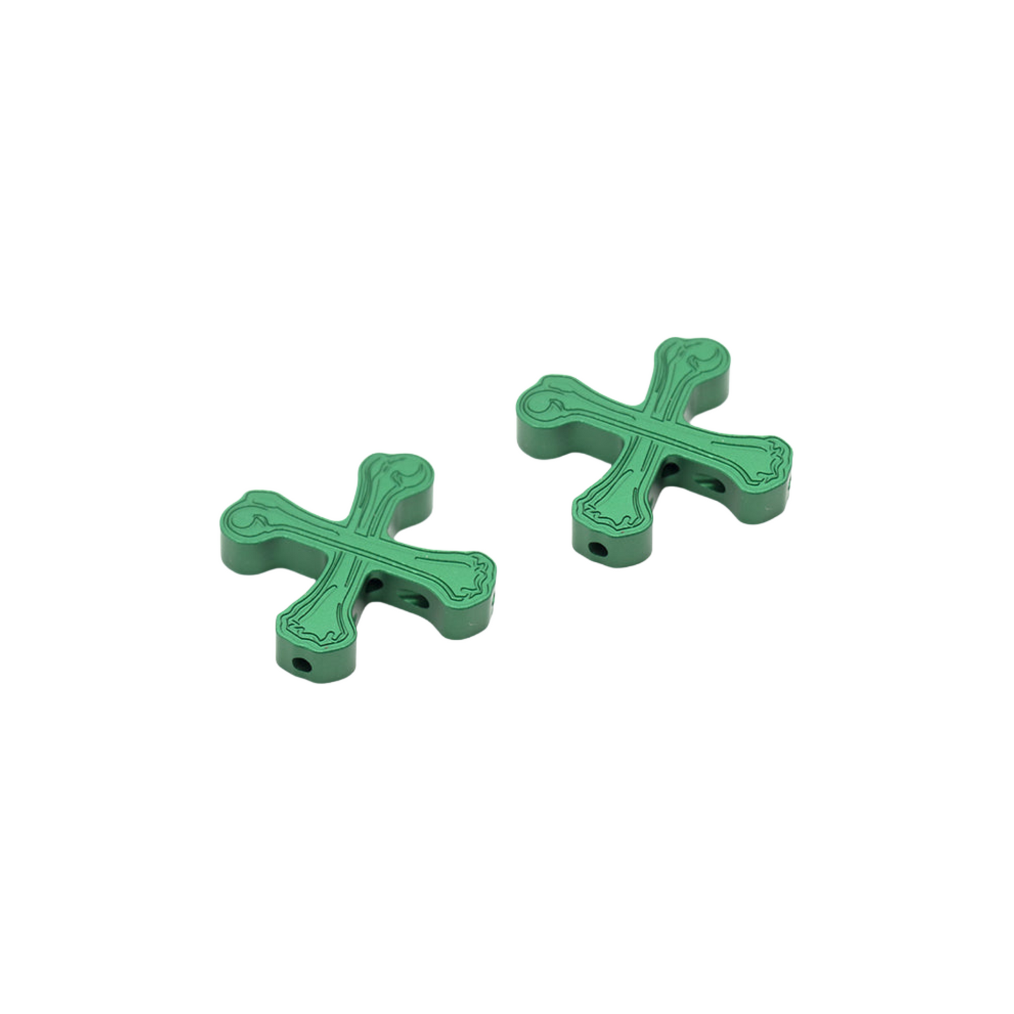 Boneshaker MTB “Crossbones” Cantilever Cable Hanger pair in anodized green finish