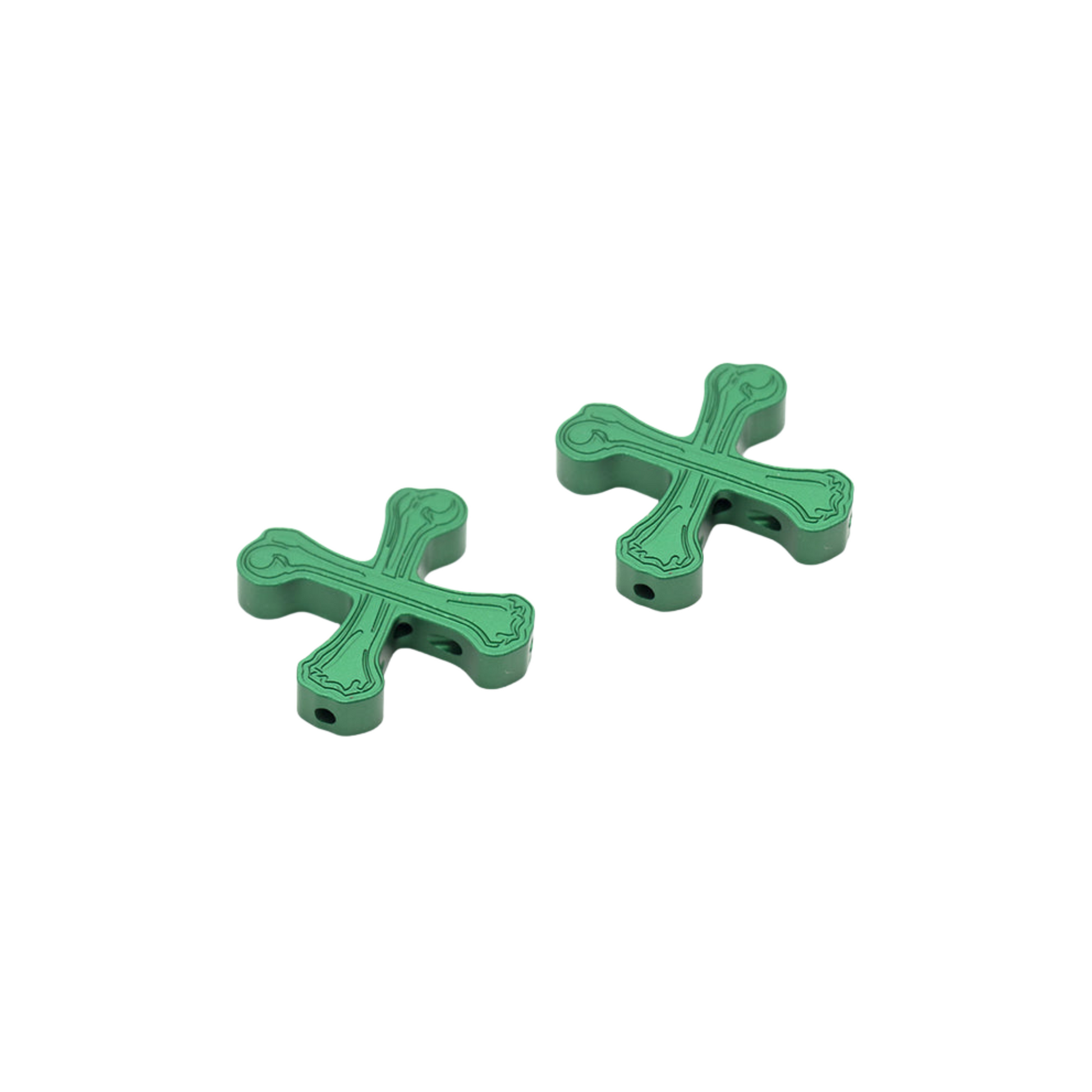 Boneshaker MTB “Crossbones” Cantilever Cable Hanger pair in anodized green finish
