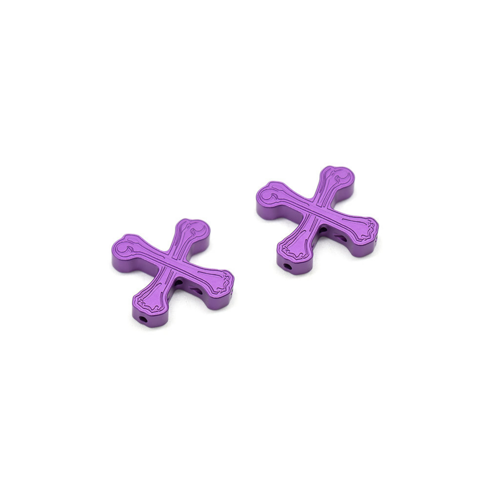 Boneshaker MTB “Crossbones” Cantilever Cable Hanger pair in anodized purple finish