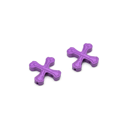 Boneshaker MTB “Crossbones” Cantilever Cable Hanger pair in anodized purple finish