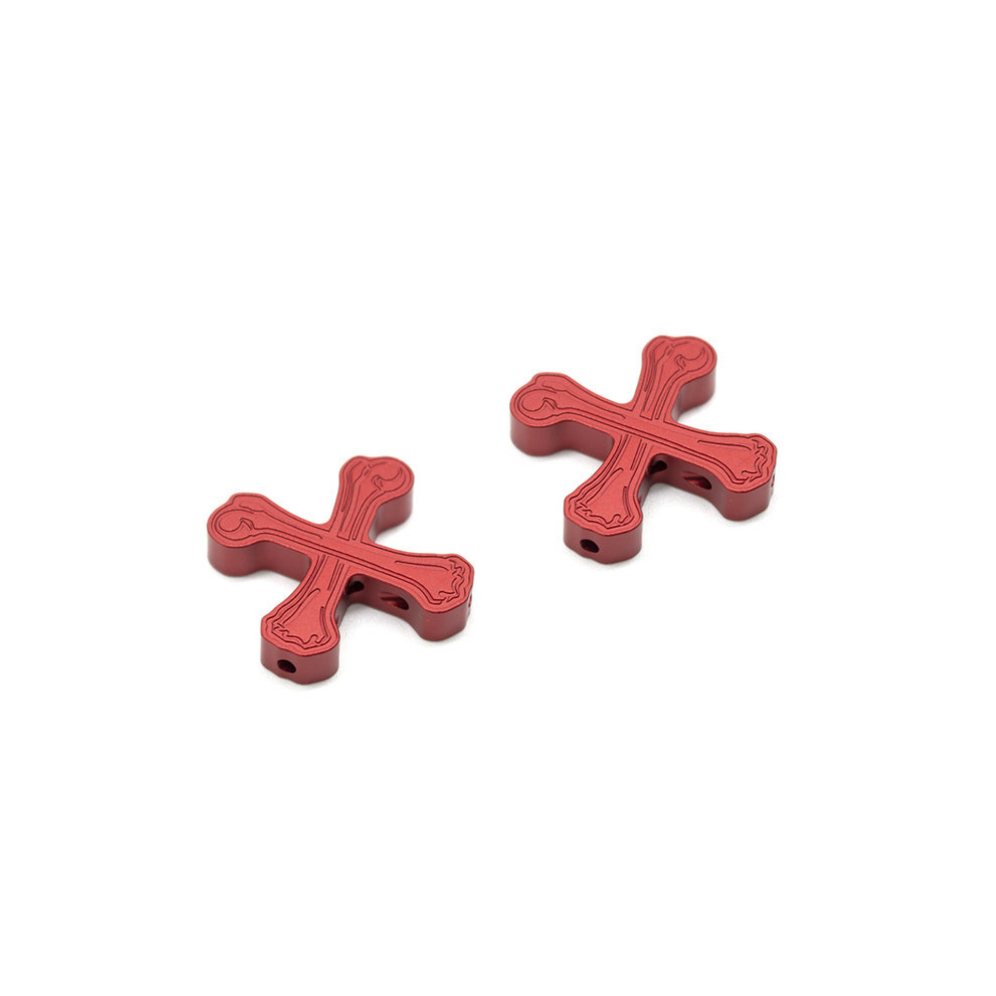 Boneshaker MTB “Crossbones” Cantilever Cable Hanger pair in anodized red finish