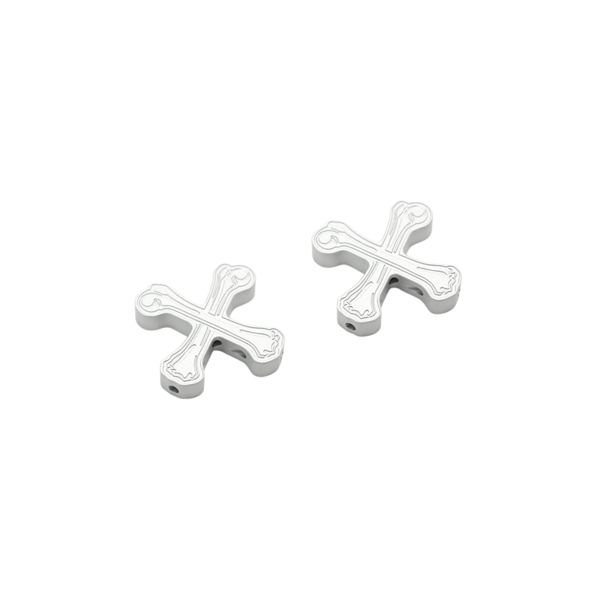 Boneshaker MTB “Crossbones” Cantilever Cable Hanger pair in anodized silver finish