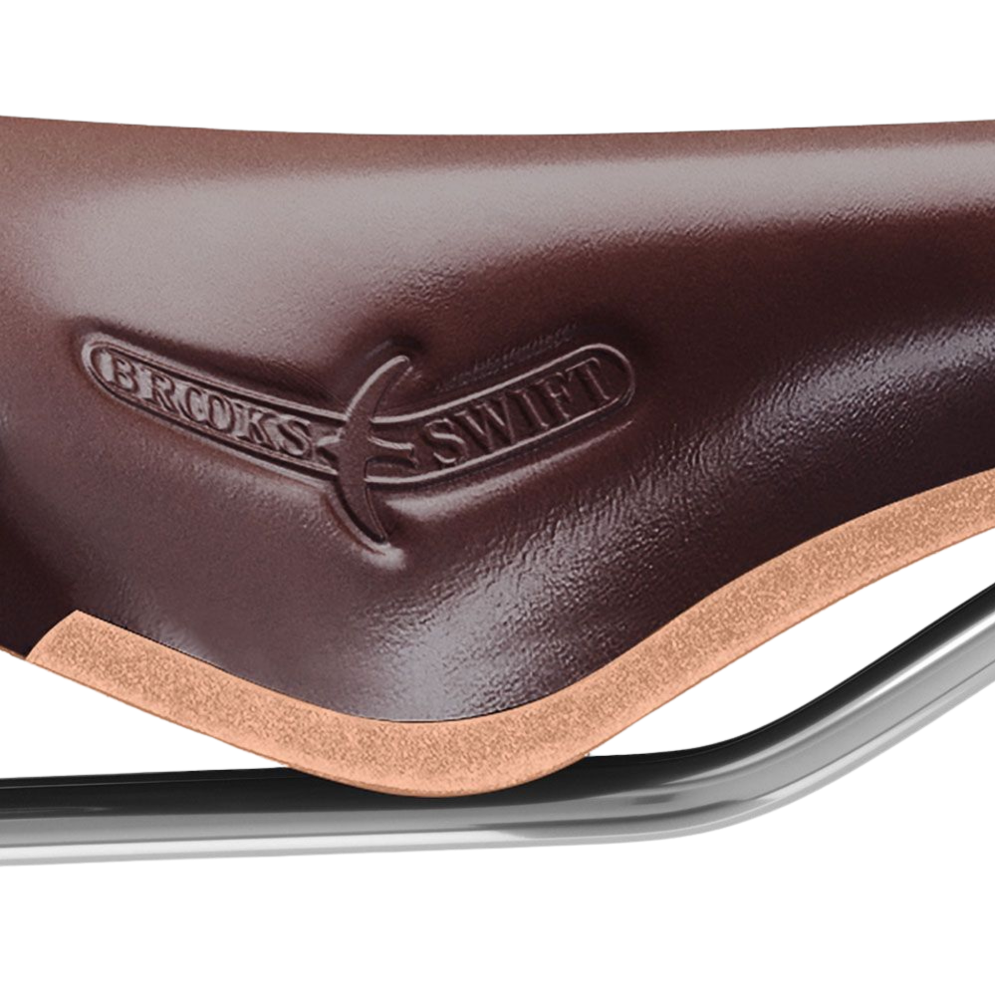 Close-up of Brooks Swift saddle brown