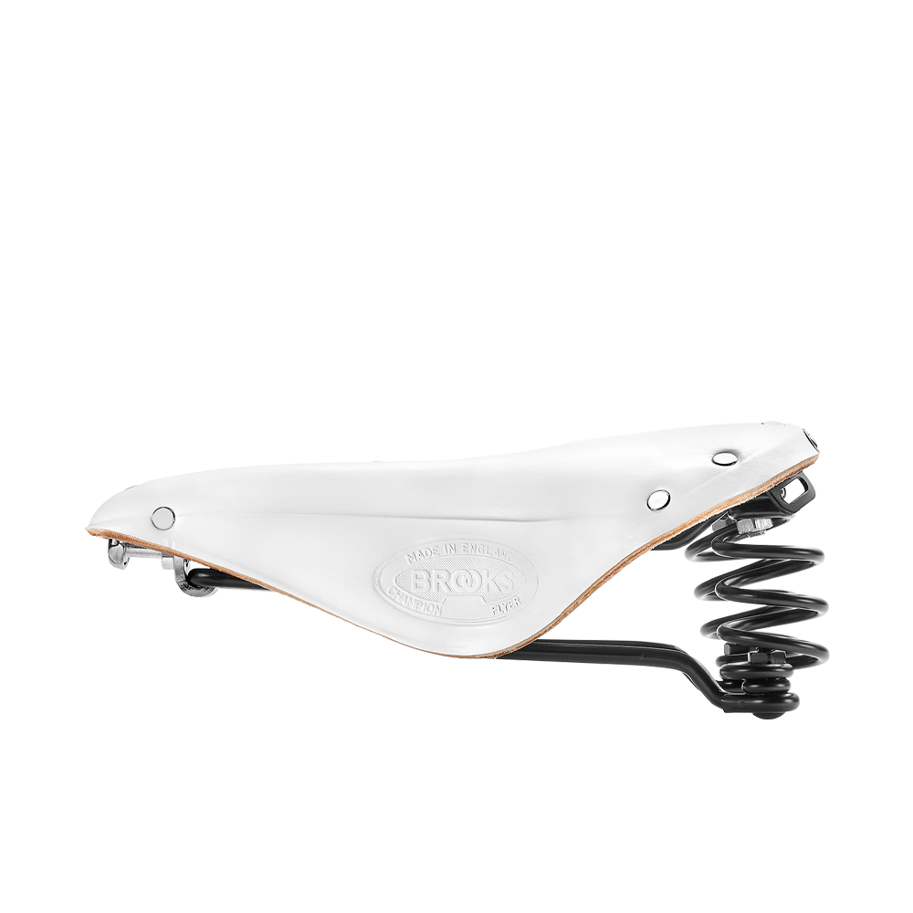 Brooks Flyer LTD white leather saddle left side view