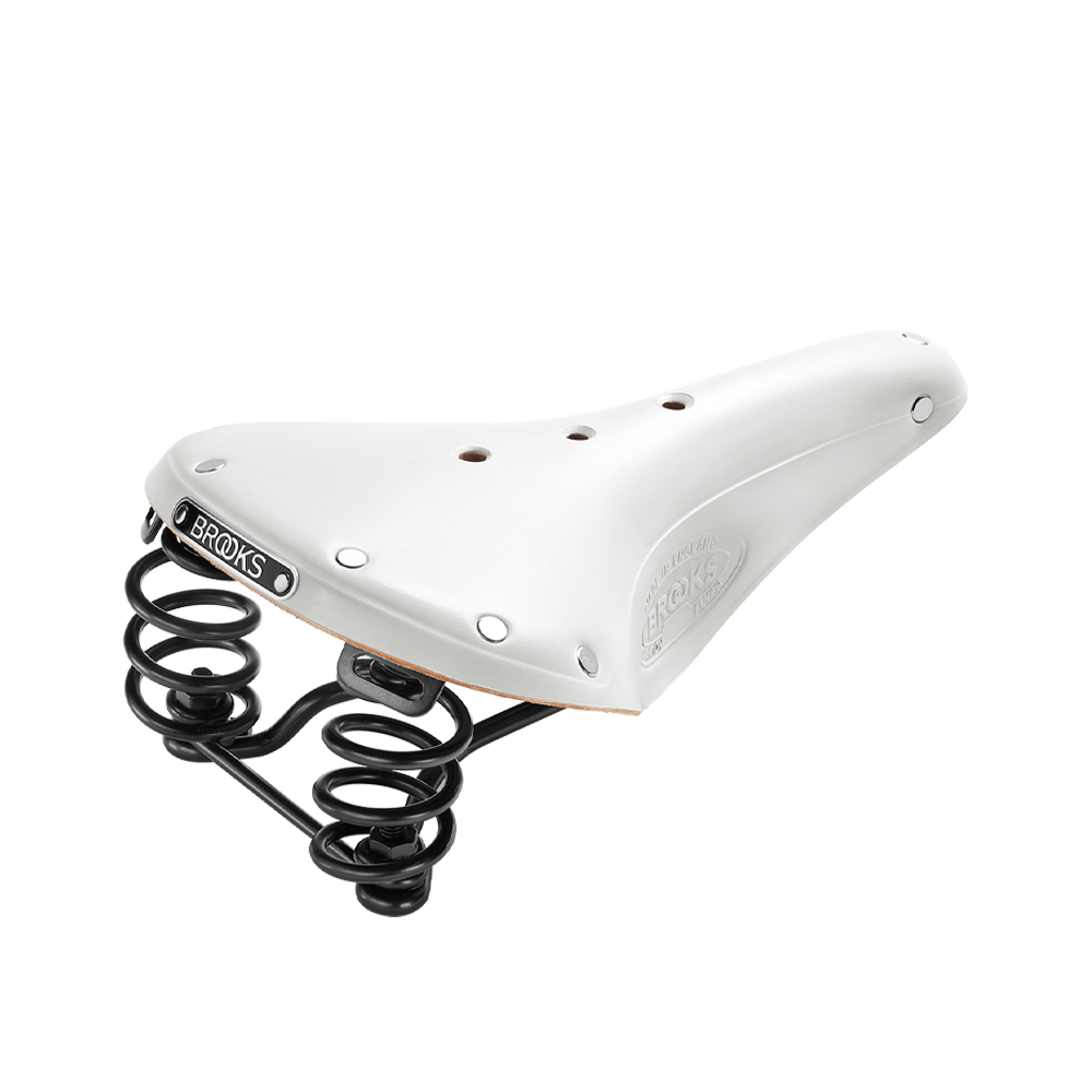 Brooks Flyer LTD white leather saddle rear right view