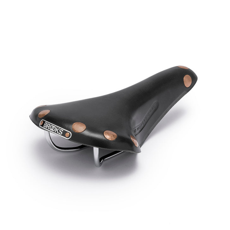 Brooks Team Pro Special handcrafted leather bicycle saddle with copper rivets on white background