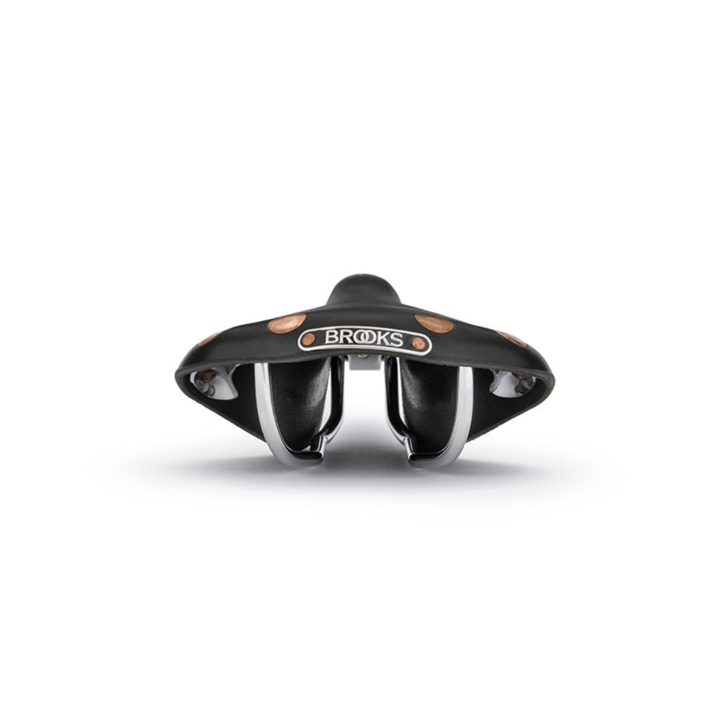 Brooks Team Pro Special Short handcrafted leather bicycle saddle with copper rivets, view from back of saddle