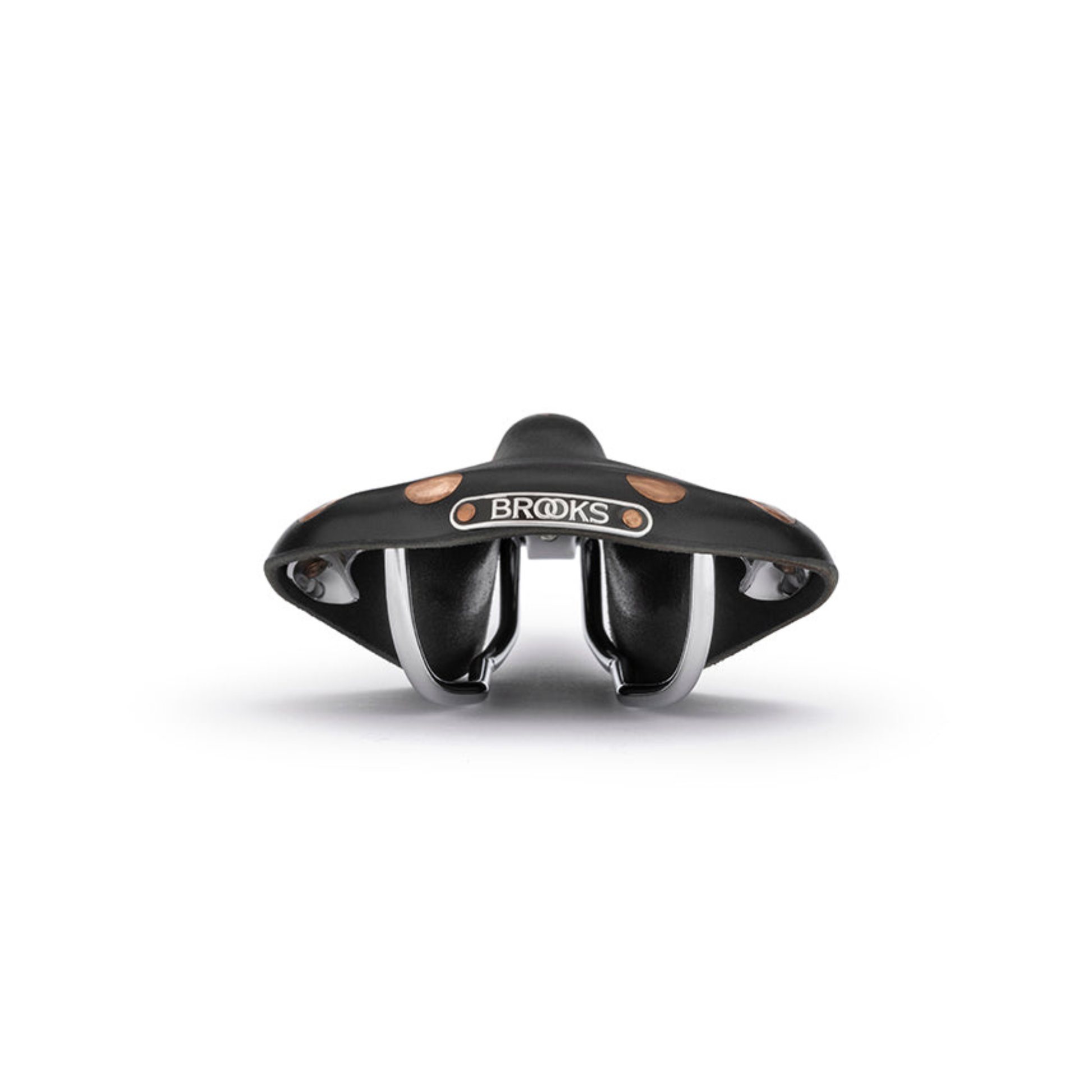 Brooks Team Pro Special Short handcrafted leather bicycle saddle with copper rivets, view from back of saddle