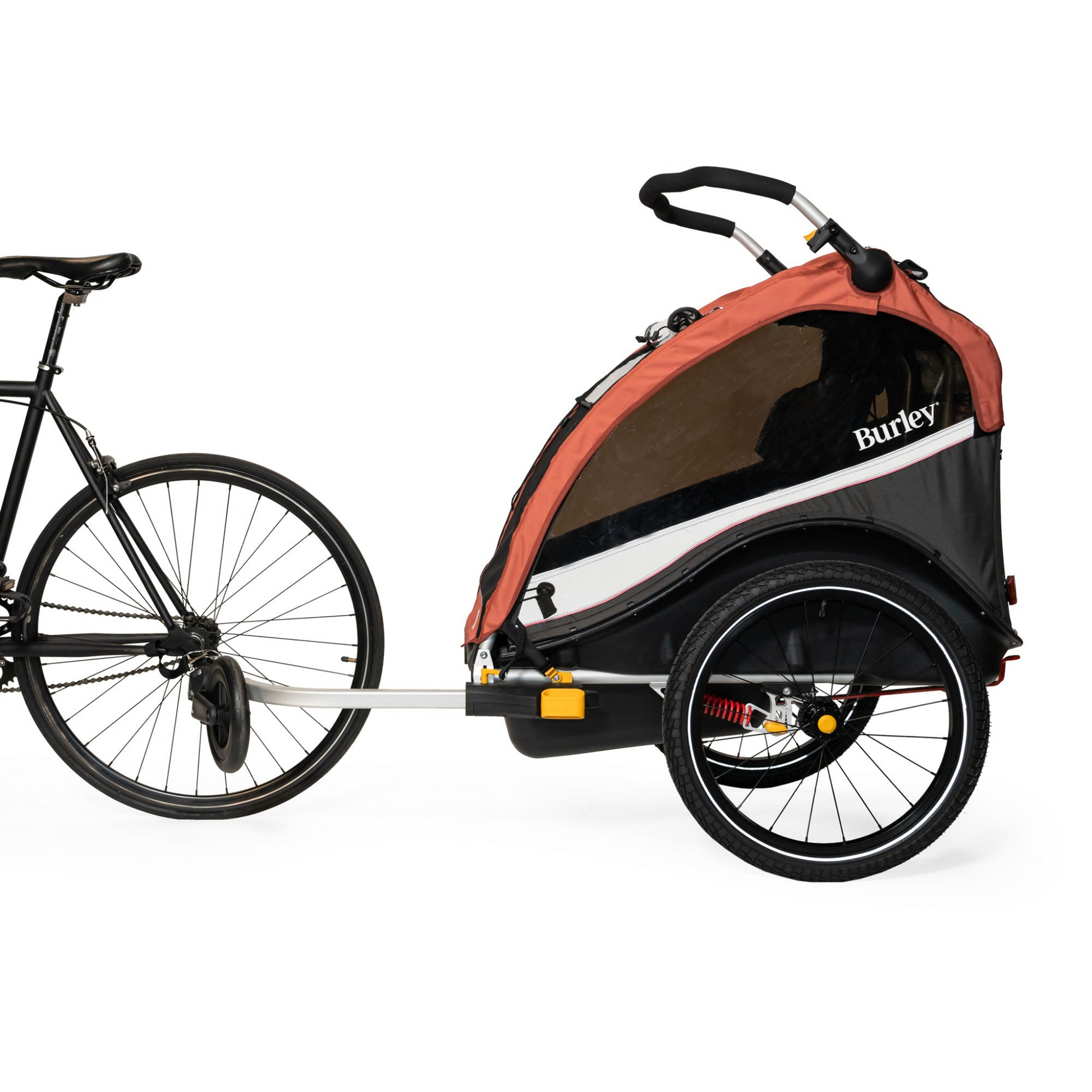 Burley Cub X bike trailer & stroller side view attached to bike