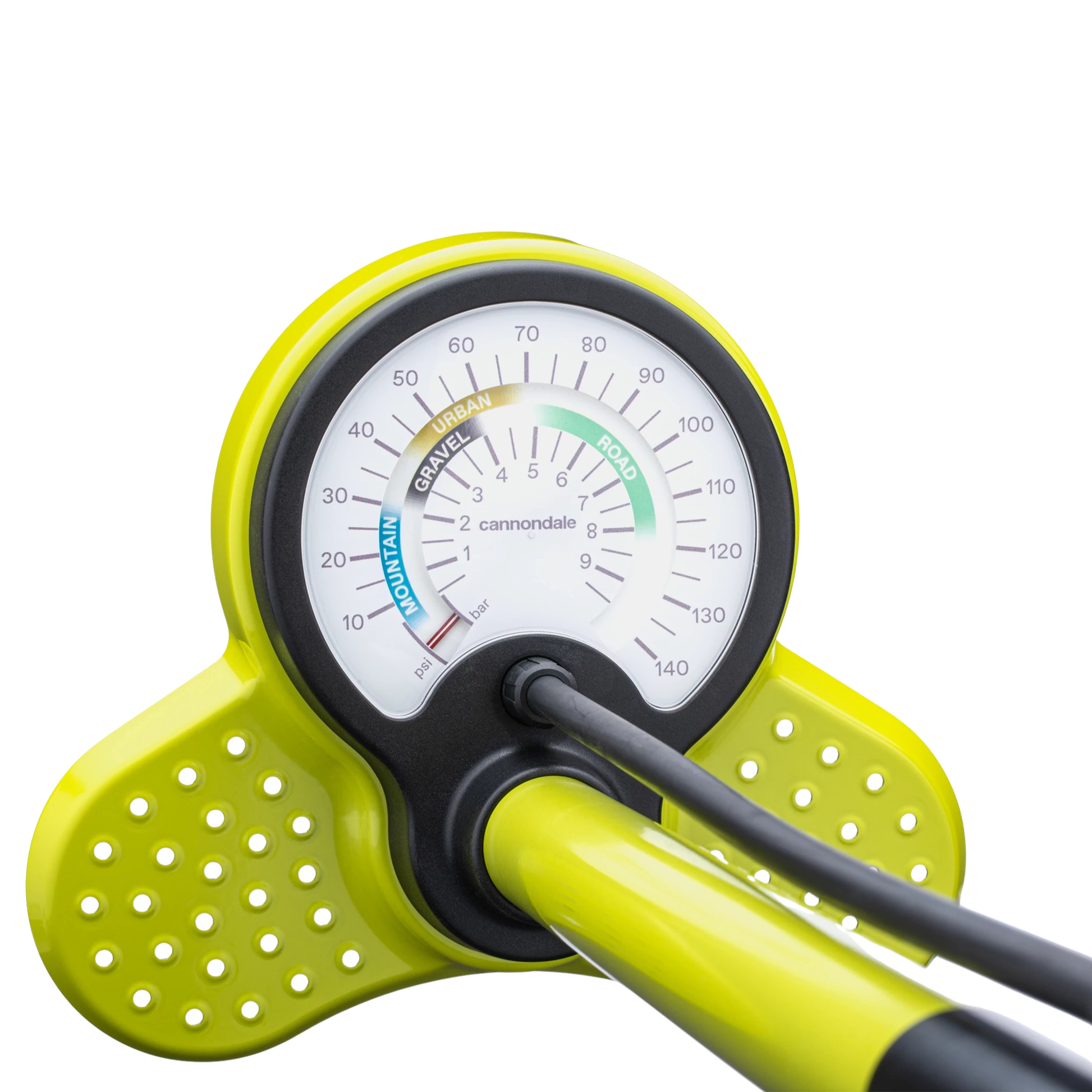 Cannondale Essential floor pump Analog pressure gauge close up view