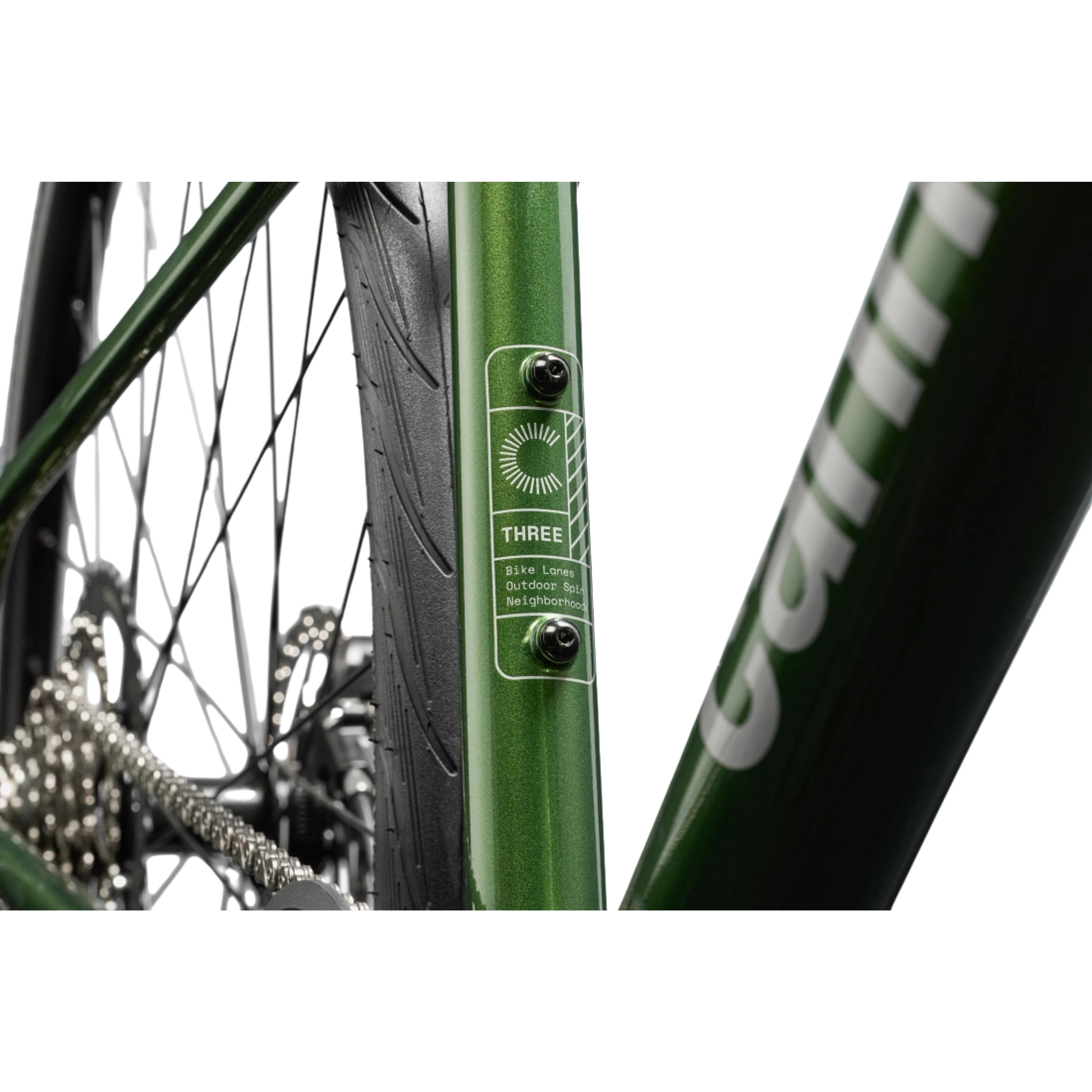 Cannondale Quick 3 Spruce Green hybrid bike colour detail view