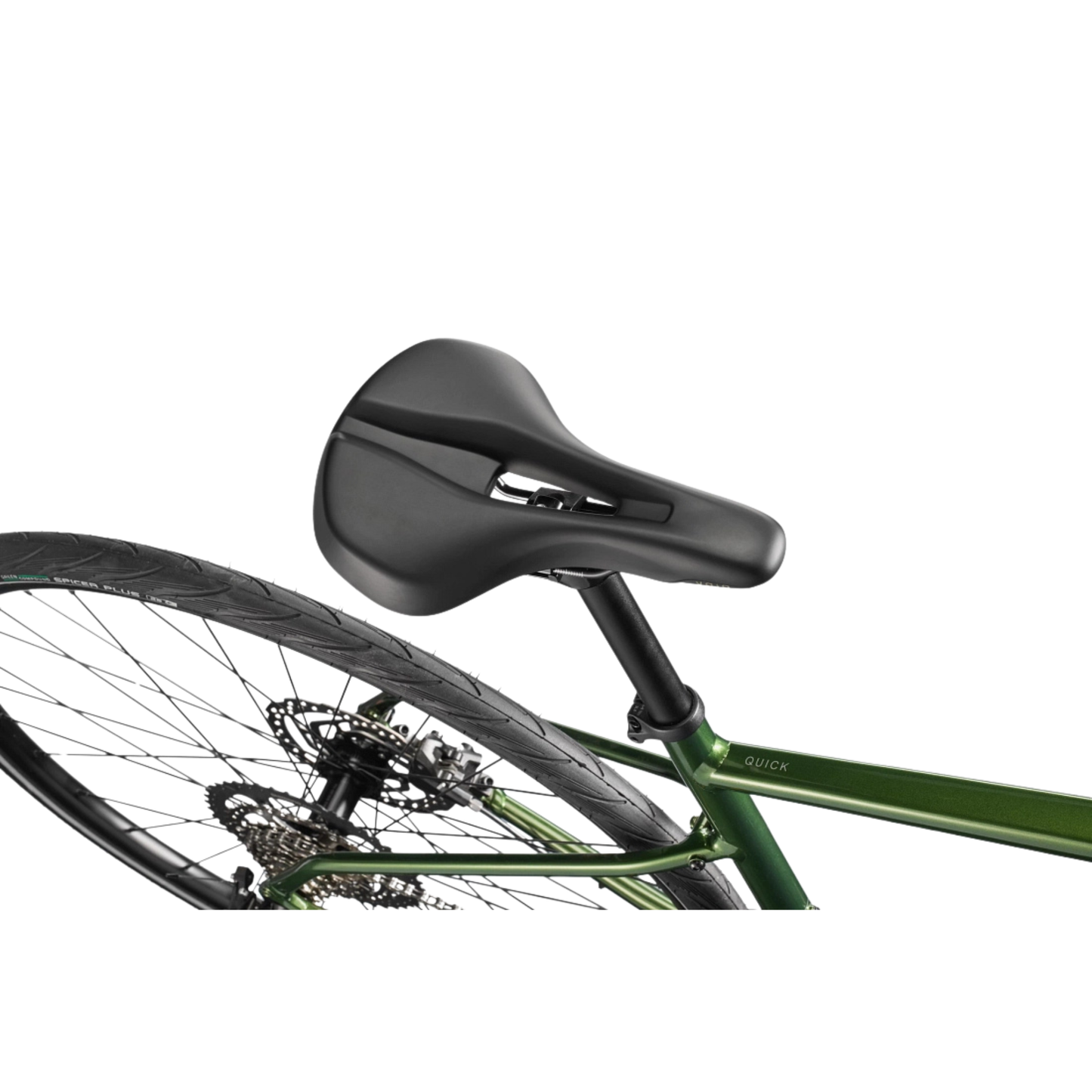 Cannondale Quick 3 Spruce Green hybrid bike Selle Royal saddle view