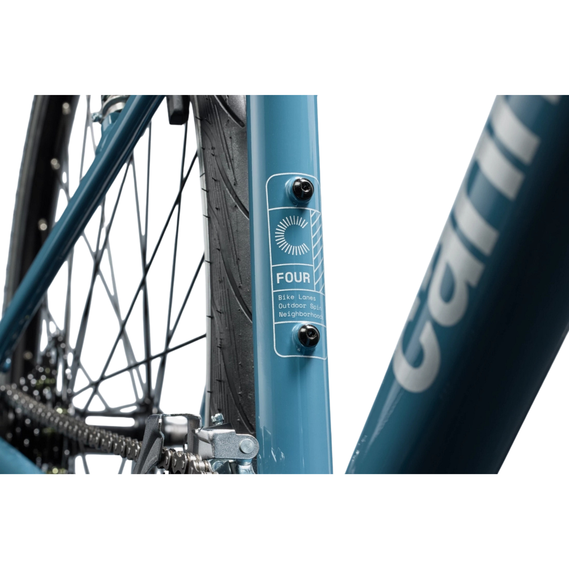 Cannondale Quick 4 hybrid bike Storm Cloud frame detail