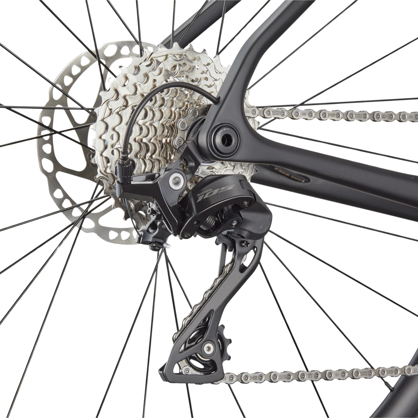 Cannondale Synapse Carbon 5 endurance road bike rear derailleur close up view