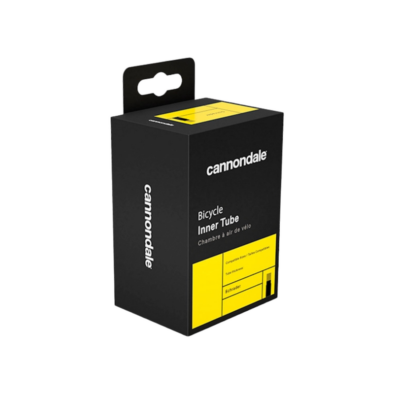 Cannondale Schrader 40 mm Valve Tube in black box with yellow
