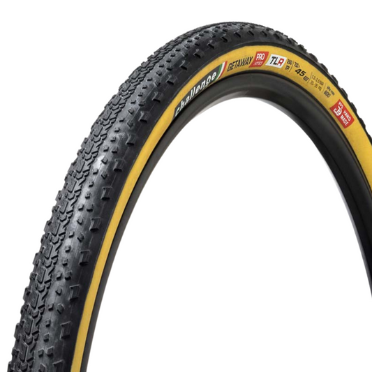 Challenge Getaway Pro Handmade TLR Gravel Tire in tan colour