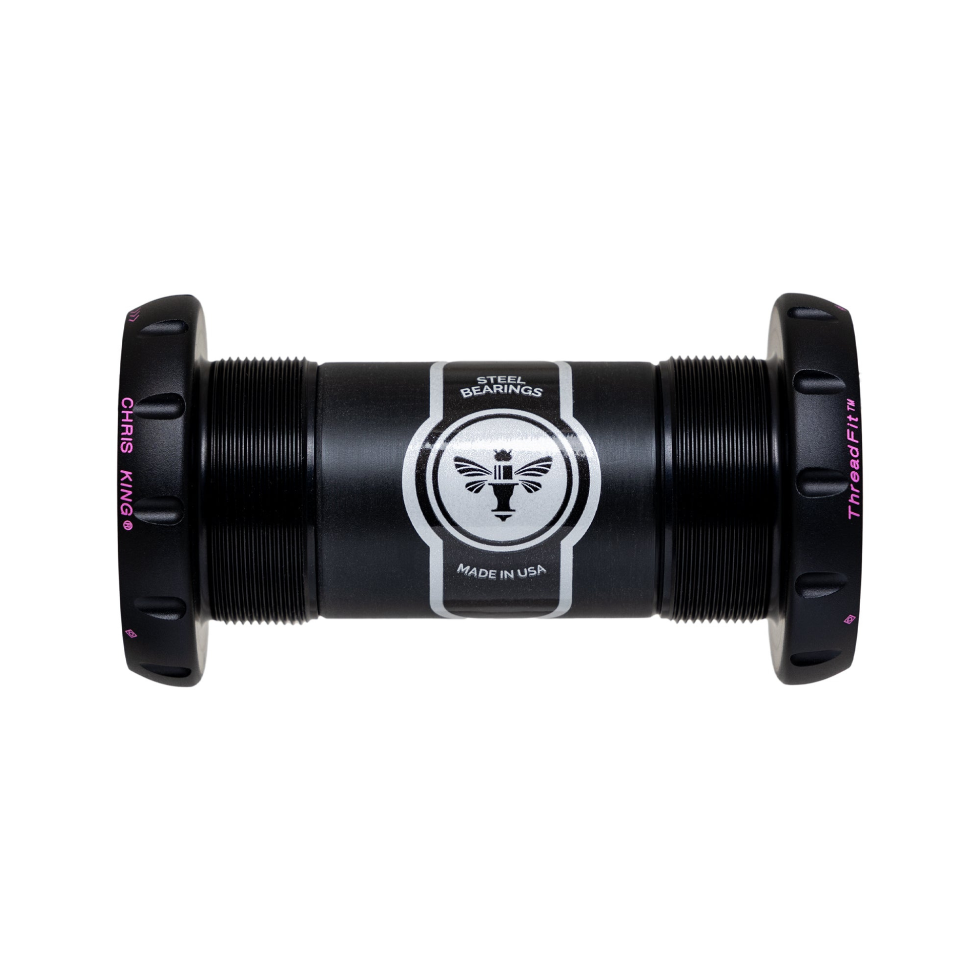 chris king threadfit 30 bottom bracket stainless bearing in two tone black punch colour