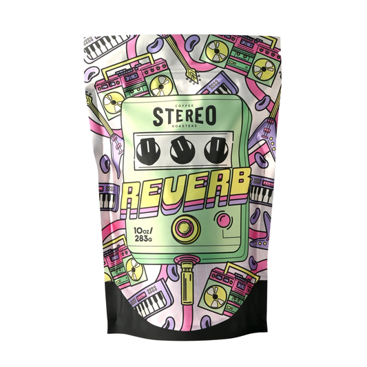 Reverb Blend coffee beans package close up
