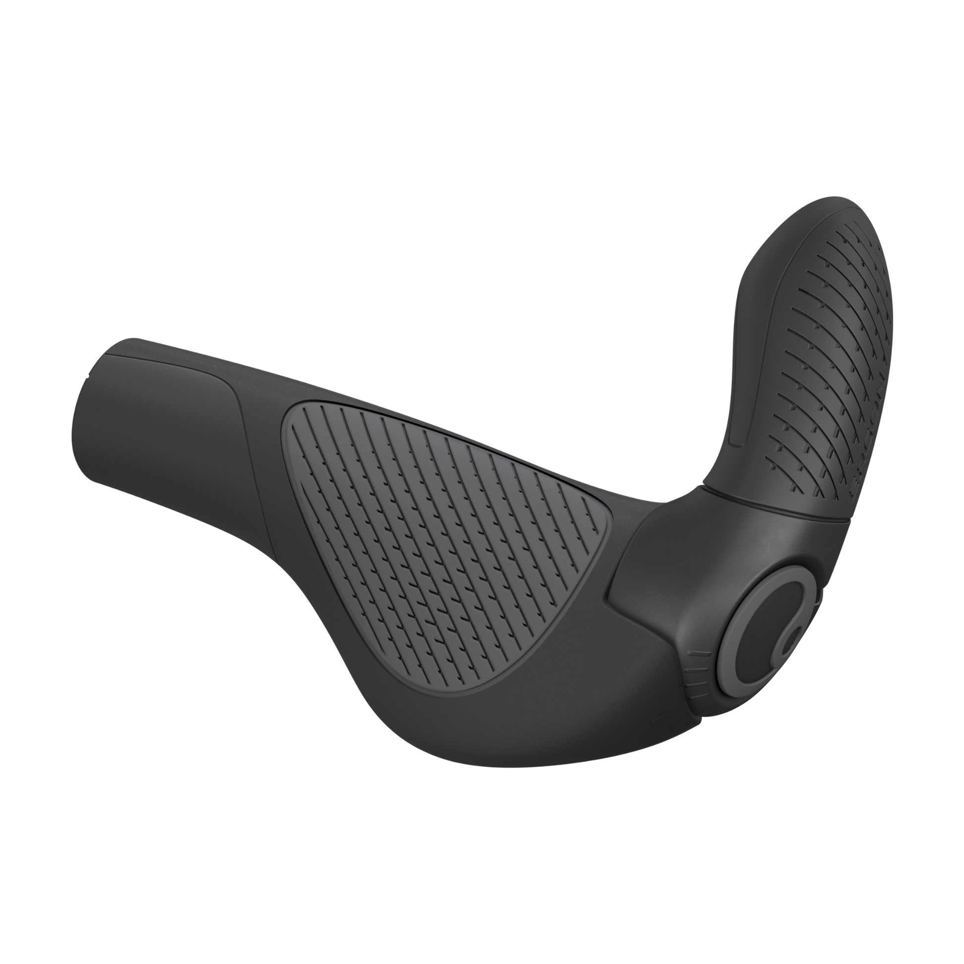 Ergon GP3 Evo Grips with ergonomic wing design and 3-finger bar ends angled view